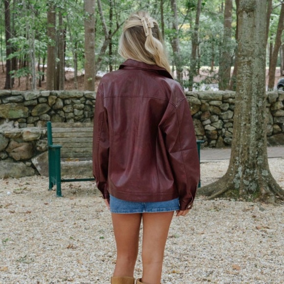 These Three Boutique Marleigh Faux Leather Jacket Cherry Small SOLD OUT - Picture 5 of 13